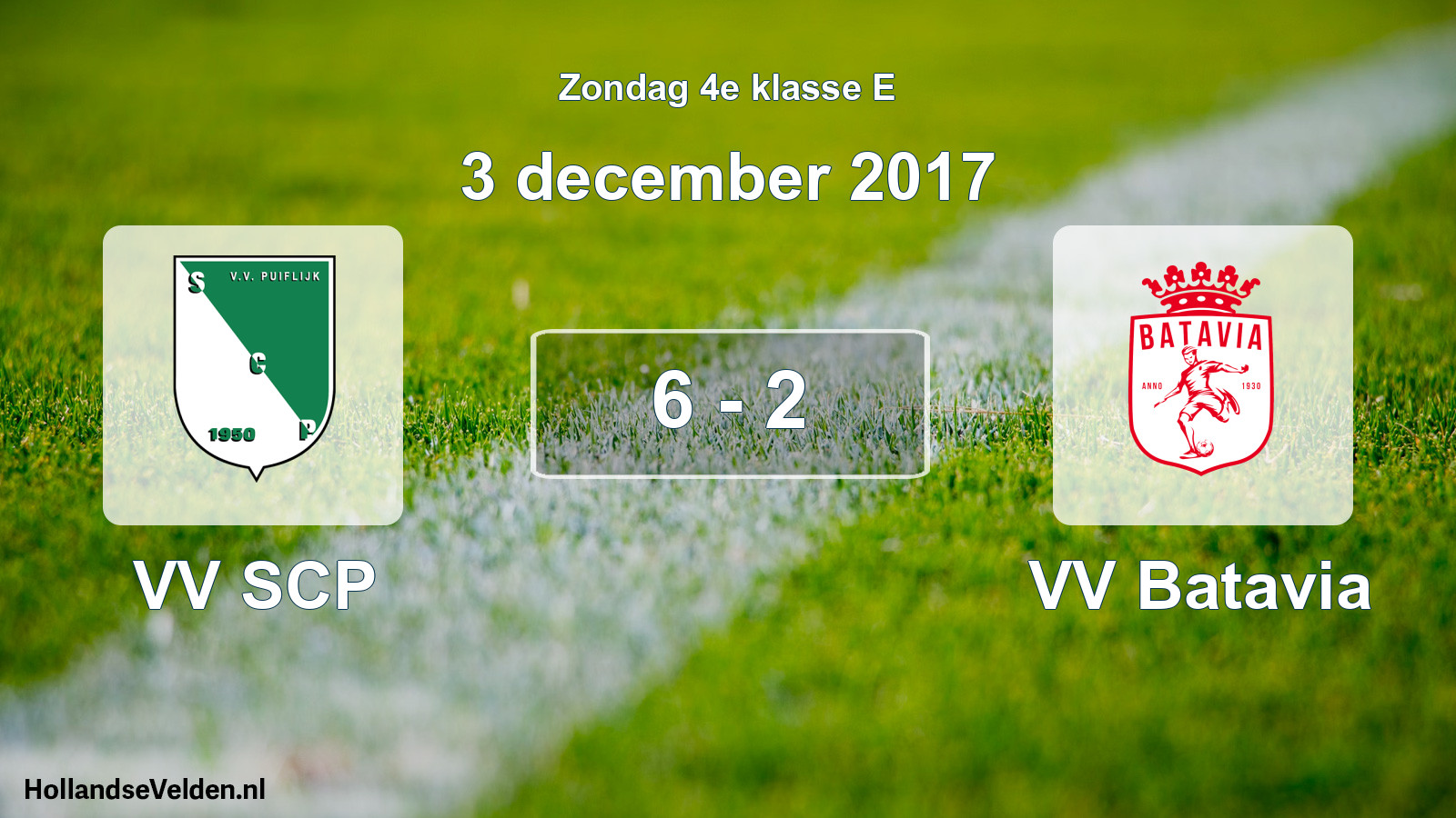 Total number of matches played: VV SCP - VV Batavia 6 - 2 (3 December 2017)