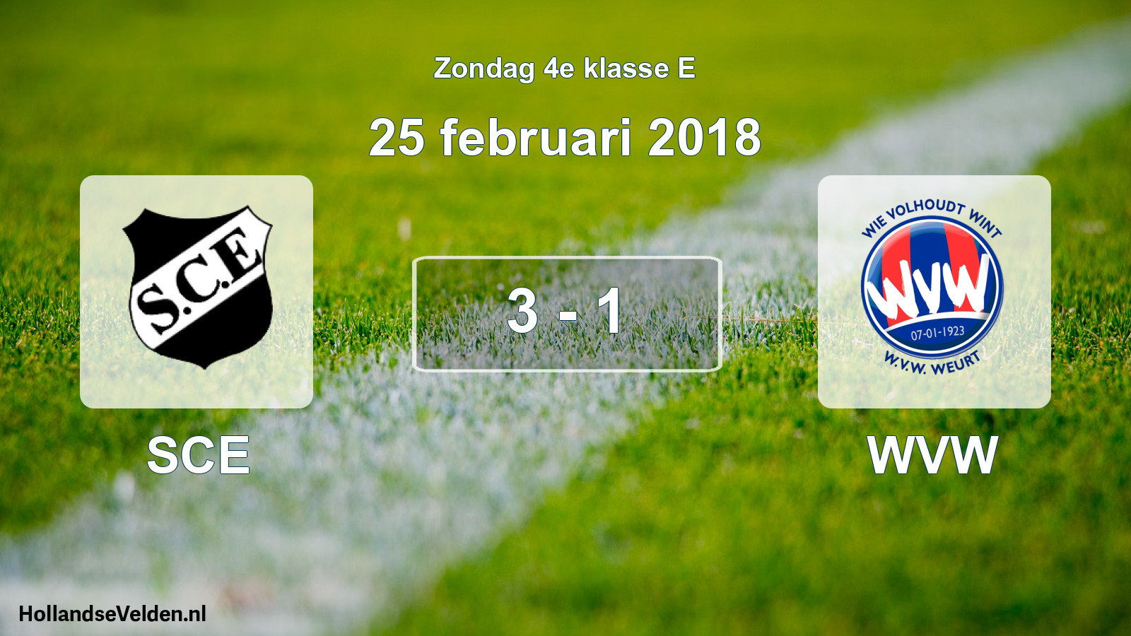 Total number of matches played: SCE - WVW 3 - 1 (25 February 2018)