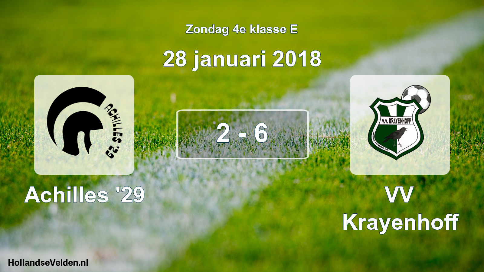 Total number of matches played: Achilles '29 - VV Krayenhoff 2 - 6 (28 January 2018)