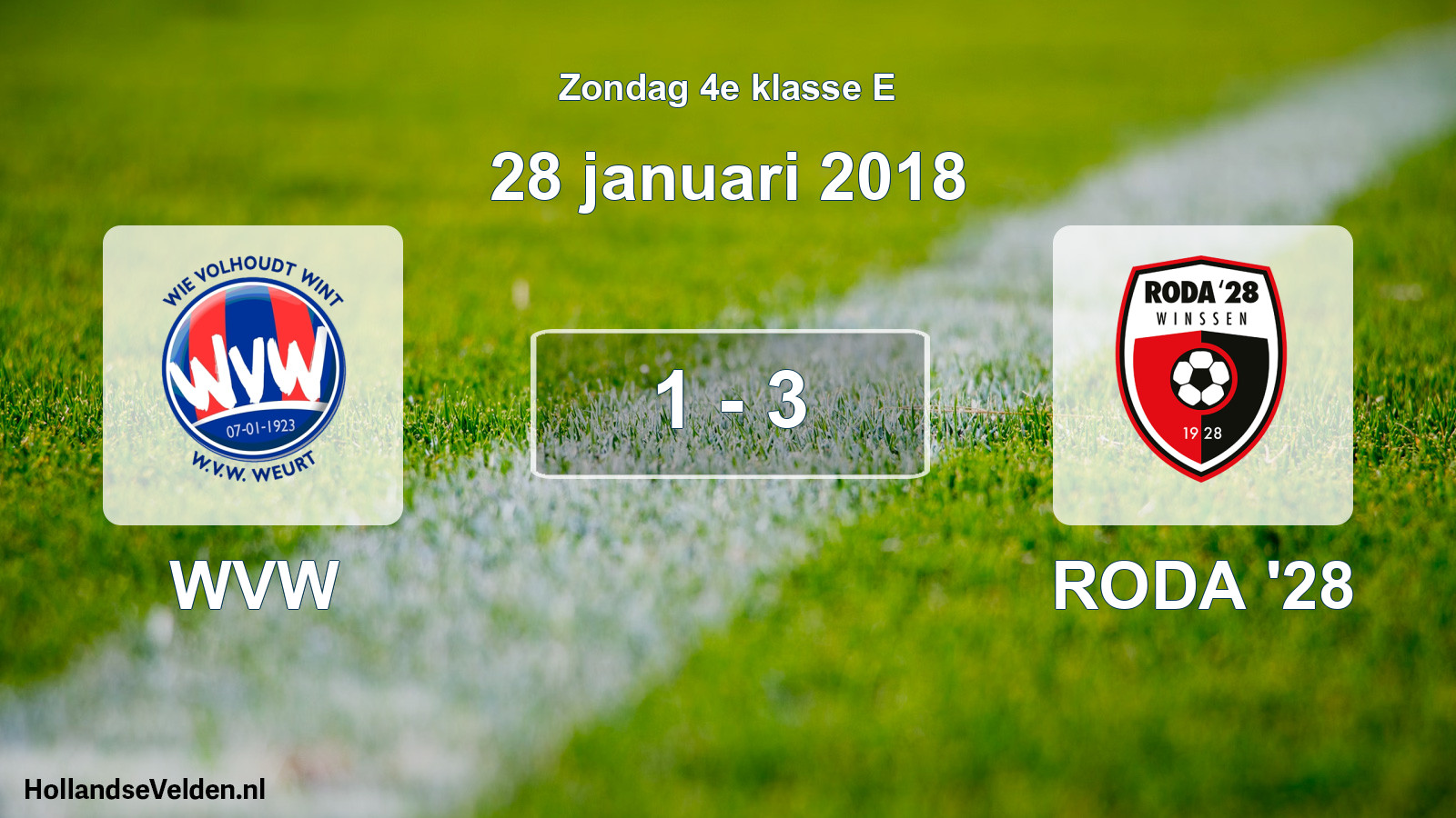 Total number of matches played: WVW - RODA '28 1 - 3 (28 January 2018)