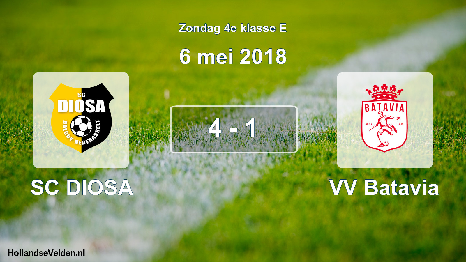Total number of matches played: SC DIOSA - VV Batavia 4 - 1 (6 May 2018)
