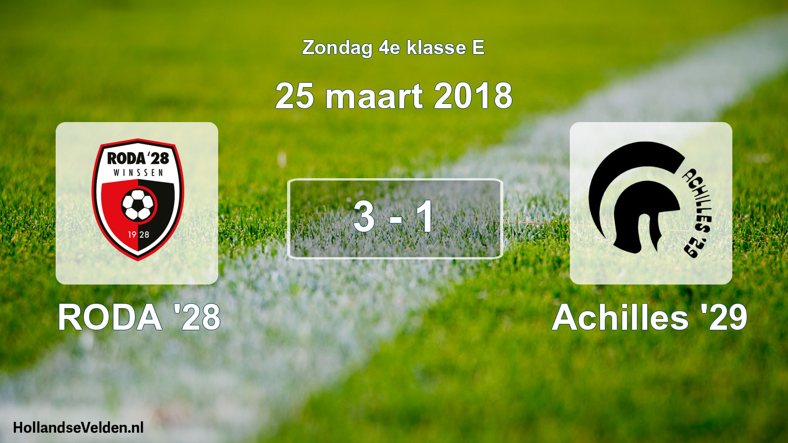 Total number of matches played: RODA '28 - Achilles '29 3 - 1 (25 March 2018)