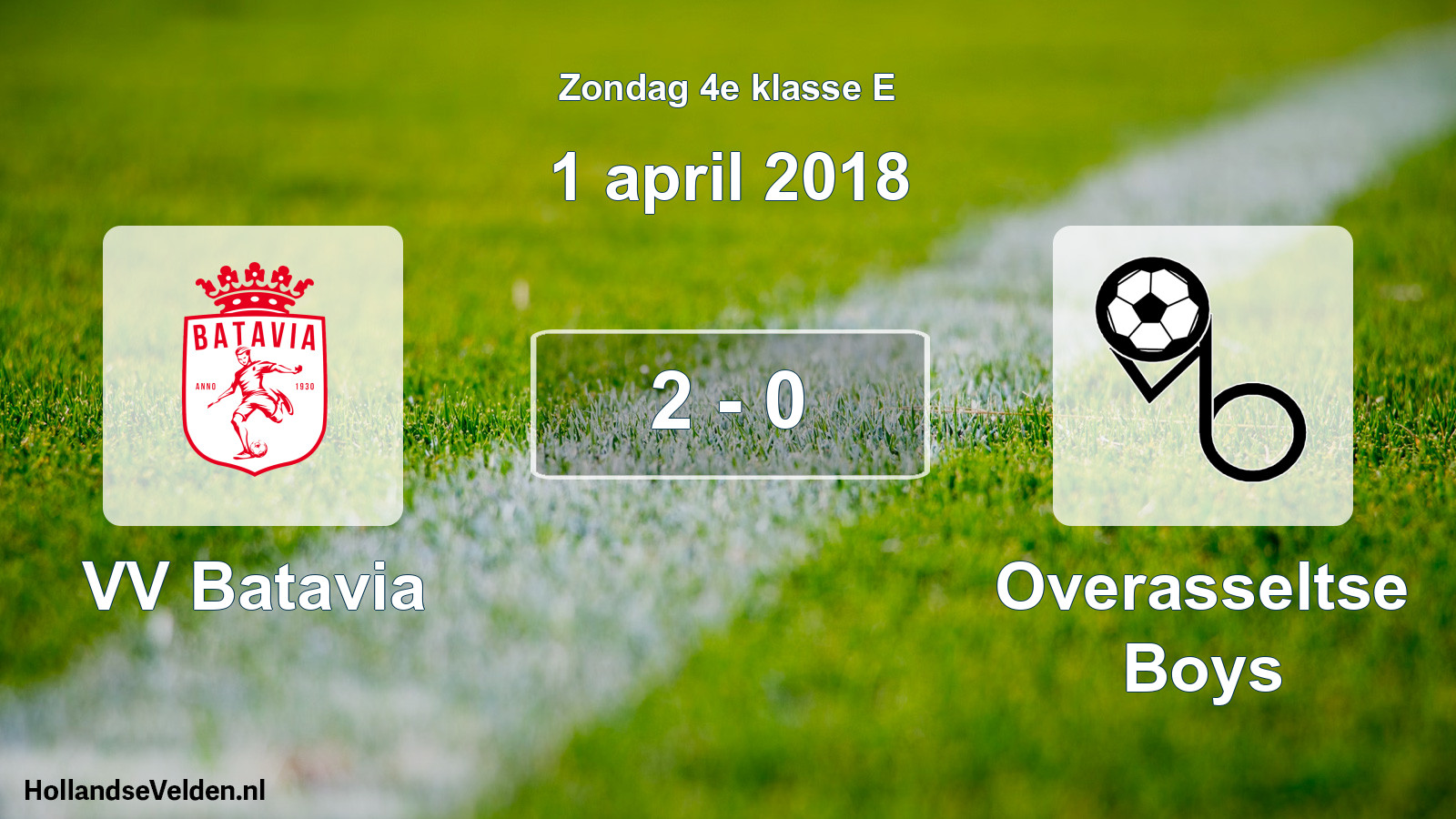 Total number of matches played: VV Batavia - Overasseltse Boys 2 - 0 (1 April 2018)