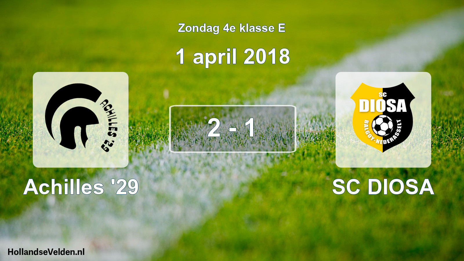 Total number of matches played: Achilles '29 - SC DIOSA 2 - 1 (1 April 2018)