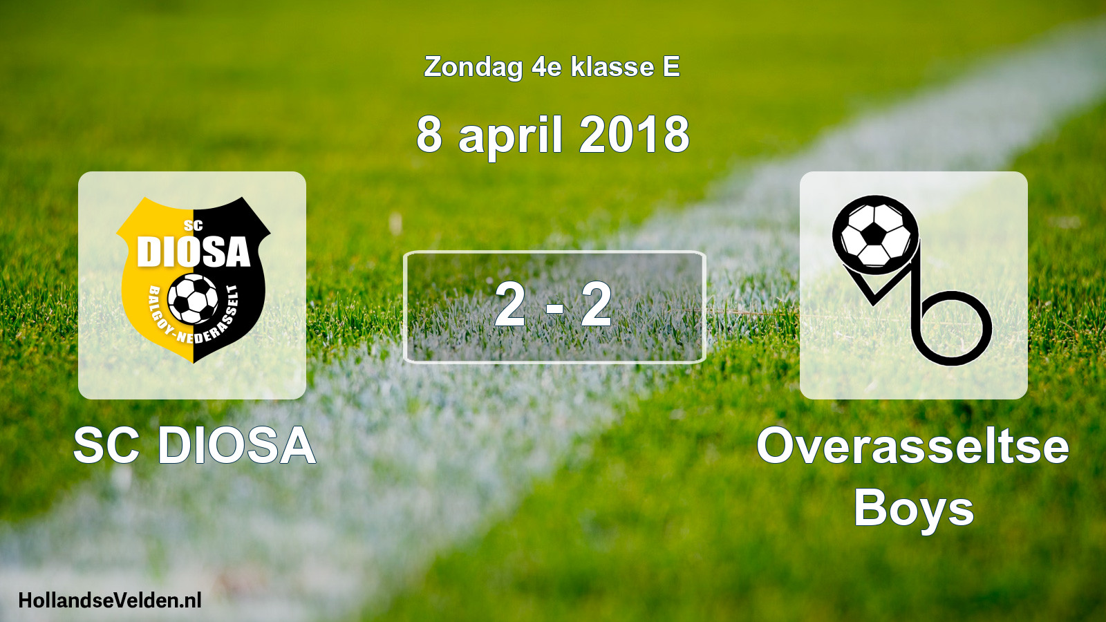 Total number of matches played: SC DIOSA - Overasseltse Boys 2 - 2 (8 April 2018)