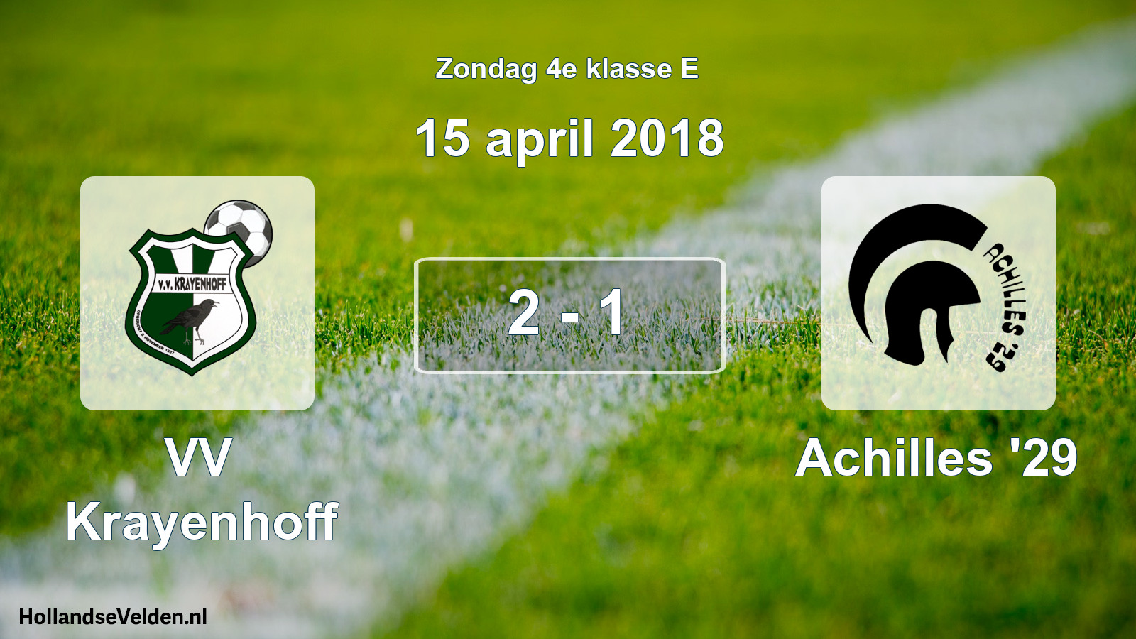 Total number of matches played: VV Krayenhoff - Achilles '29 2 - 1 (15 April 2018)