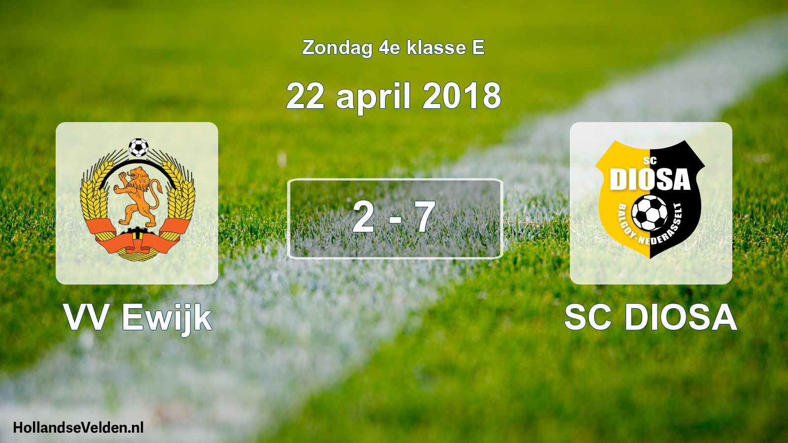 Total number of matches played: VV Ewijk - SC DIOSA 2 - 7 (22 April 2018)