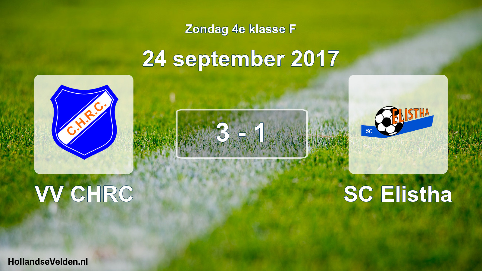 Total number of matches played: VV CHRC - SC Elistha 3 - 1 (24 September 2017)