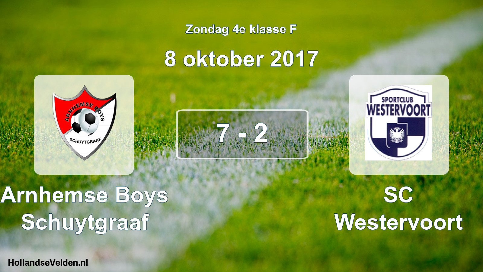 Total number of matches played: Arnhemse Boys Schuytgraaf - SC Westervoort 7 - 2 (8 October 2017)