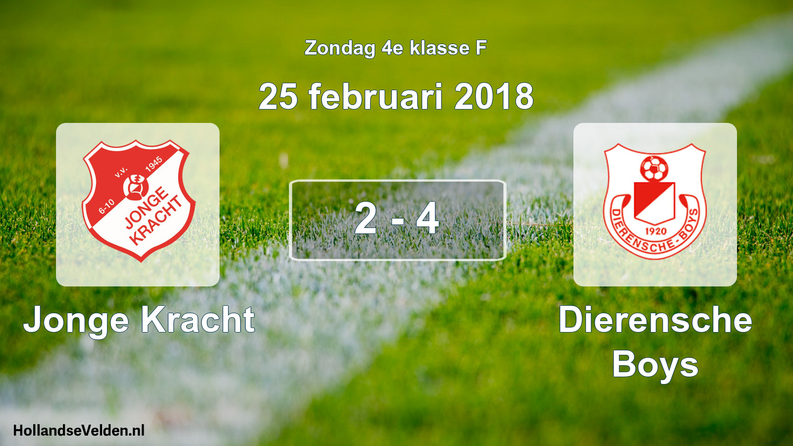 Total number of matches played: Jonge Kracht - Dierensche Boys 2 - 4 (25 February 2018)