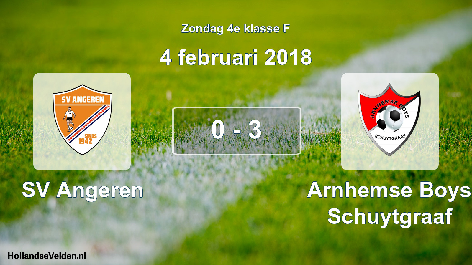 Total number of matches played: SV Angeren - Arnhemse Boys Schuytgraaf 0 - 3 (4 February 2018)