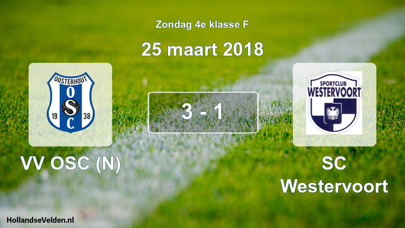 Total number of matches played: VV OSC (N) - SC Westervoort 3 - 1 (25 March 2018)