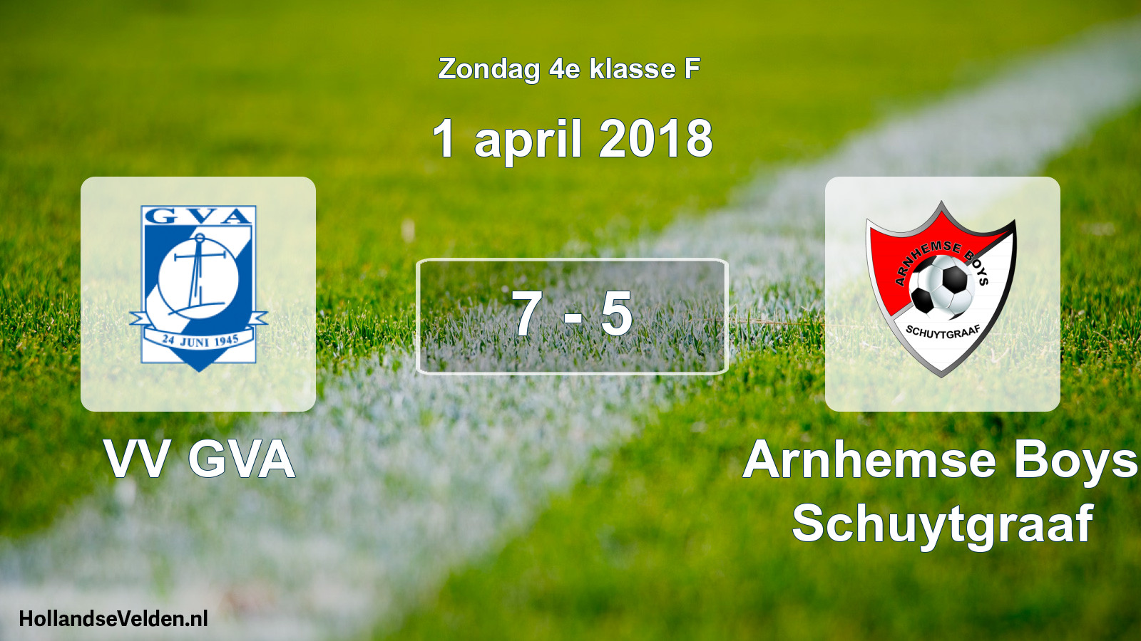 Total number of matches played: VV GVA - Arnhemse Boys Schuytgraaf 7 - 5 (1 April 2018)