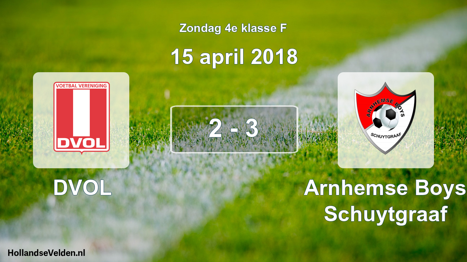 Total number of matches played: DVOL - Arnhemse Boys Schuytgraaf 2 - 3 (15 April 2018)