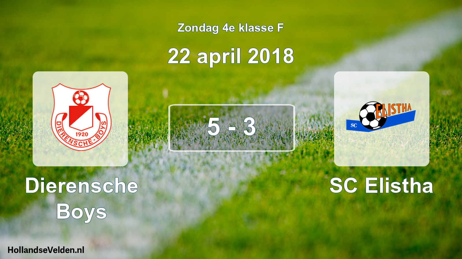 Total number of matches played: Dierensche Boys - SC Elistha 5 - 3 (22 April 2018)