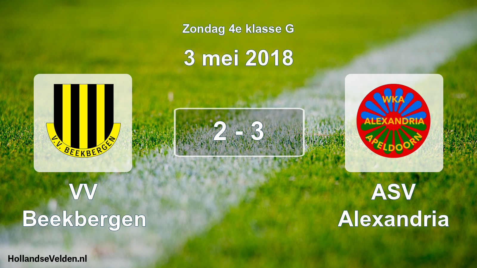 Total number of matches played: VV Beekbergen - ASV Alexandria 2 - 3 (3 May 2018)