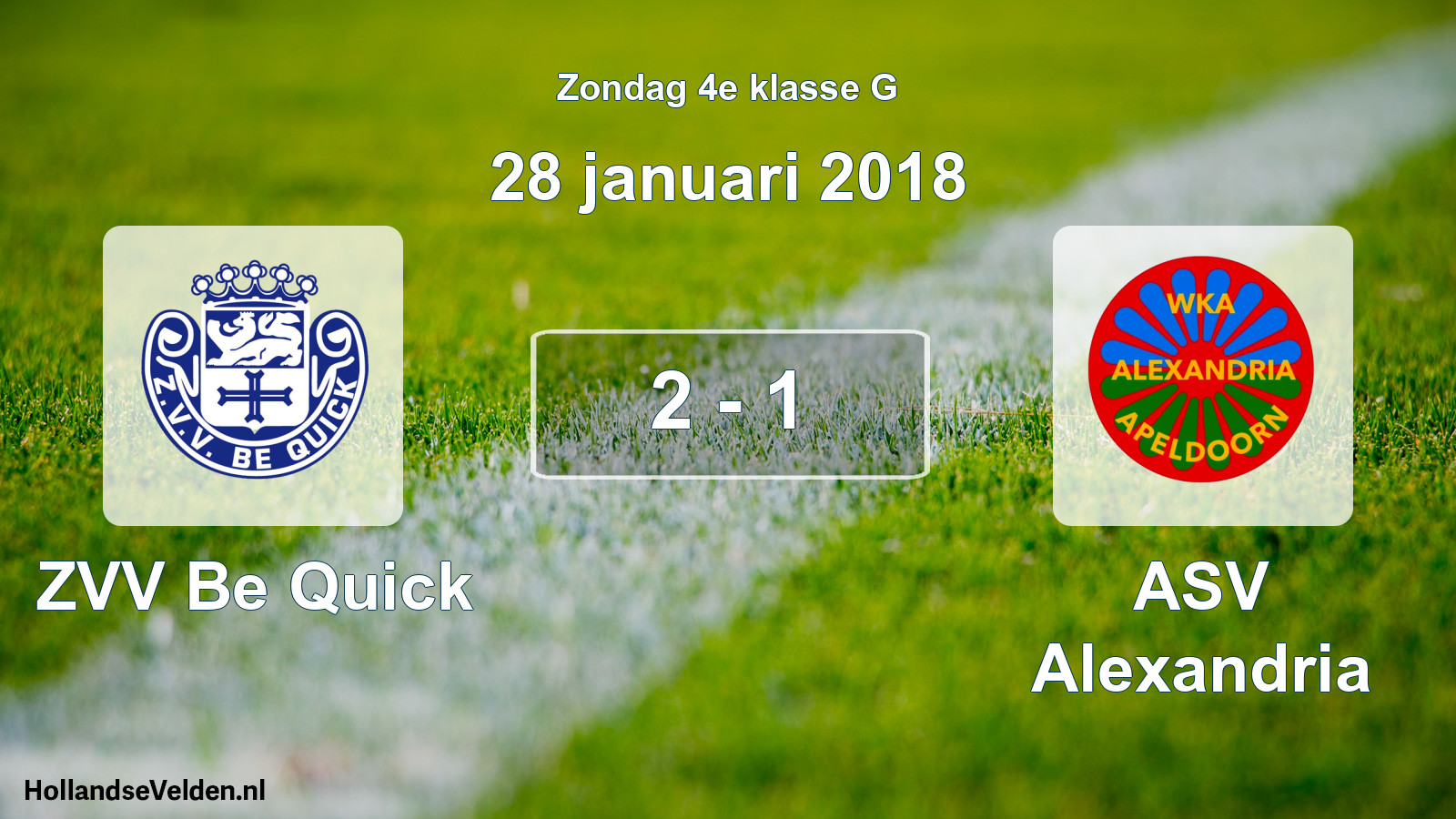 Total number of matches played: ZVV Be Quick - ASV Alexandria 2 - 1 (28 January 2018)
