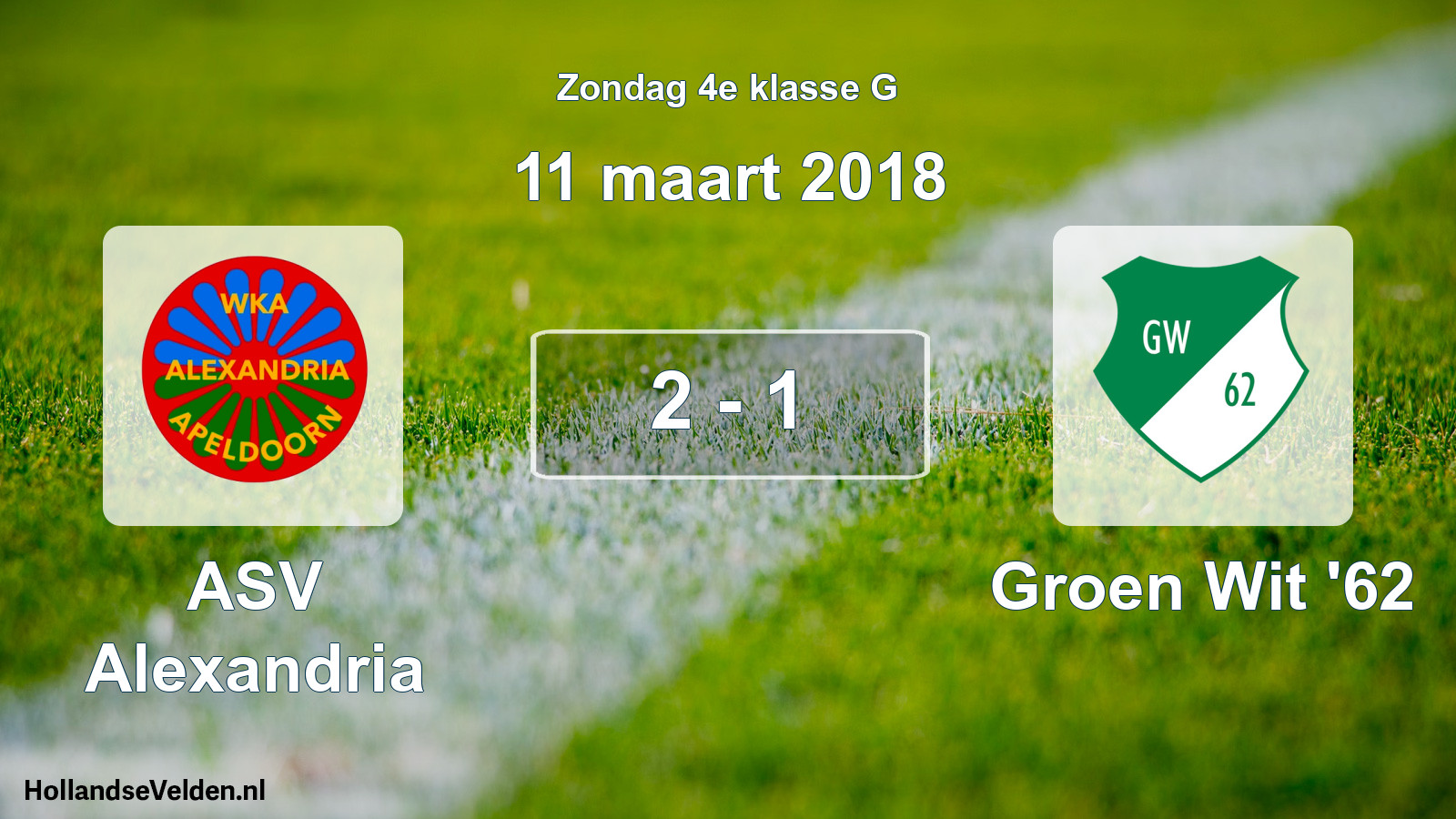 Total number of matches played: ASV Alexandria - Groen Wit '62 2 - 1 (11 March 2018)
