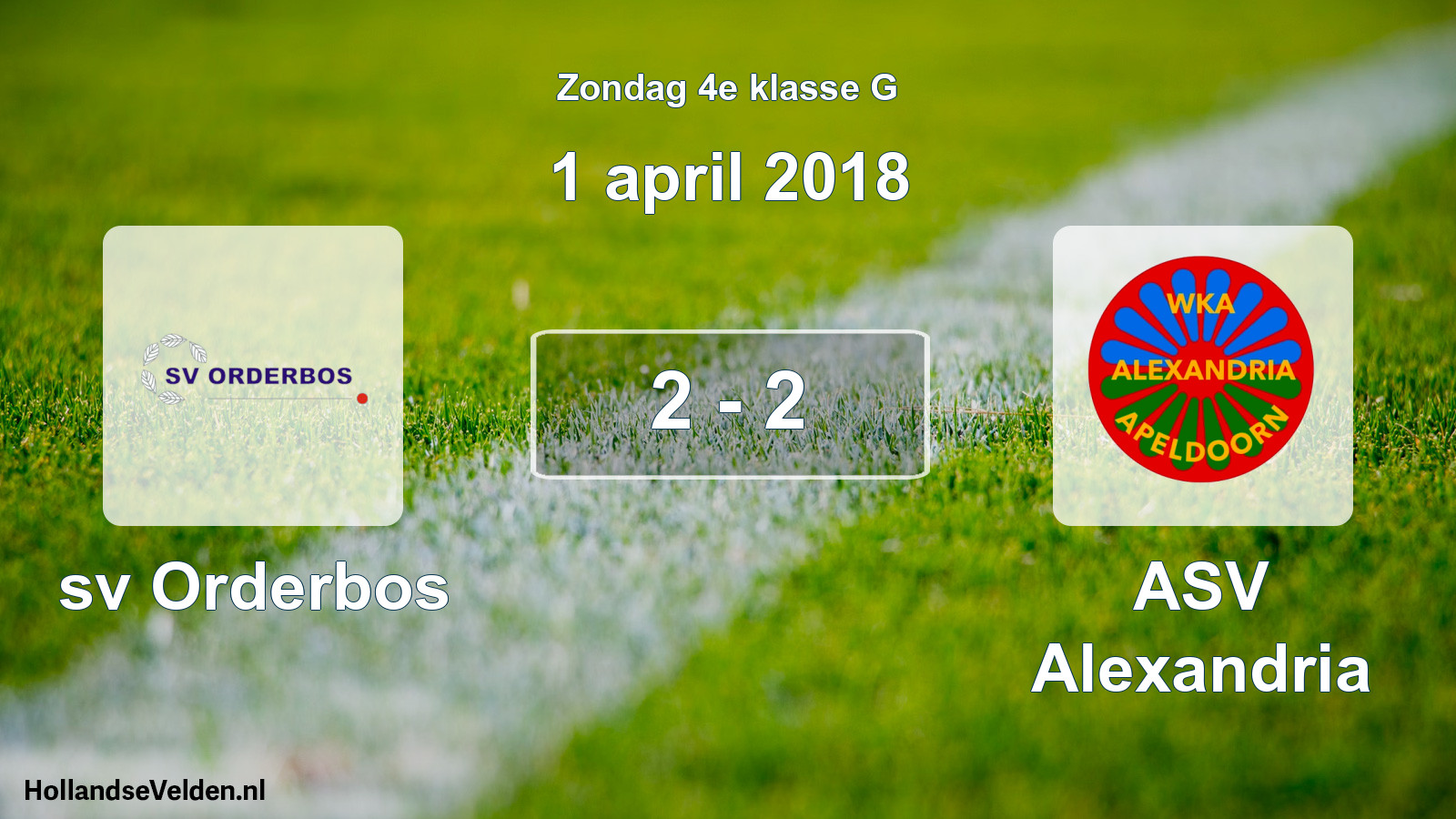 Total number of matches played: sv Orderbos - ASV Alexandria 2 - 2 (1 April 2018)