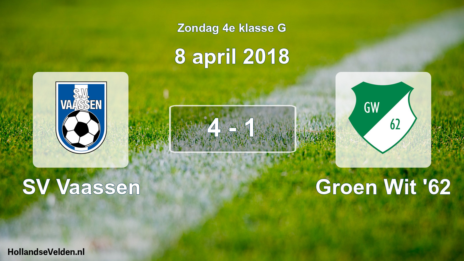 Total number of matches played: SV Vaassen - Groen Wit '62 4 - 1 (8 April 2018)