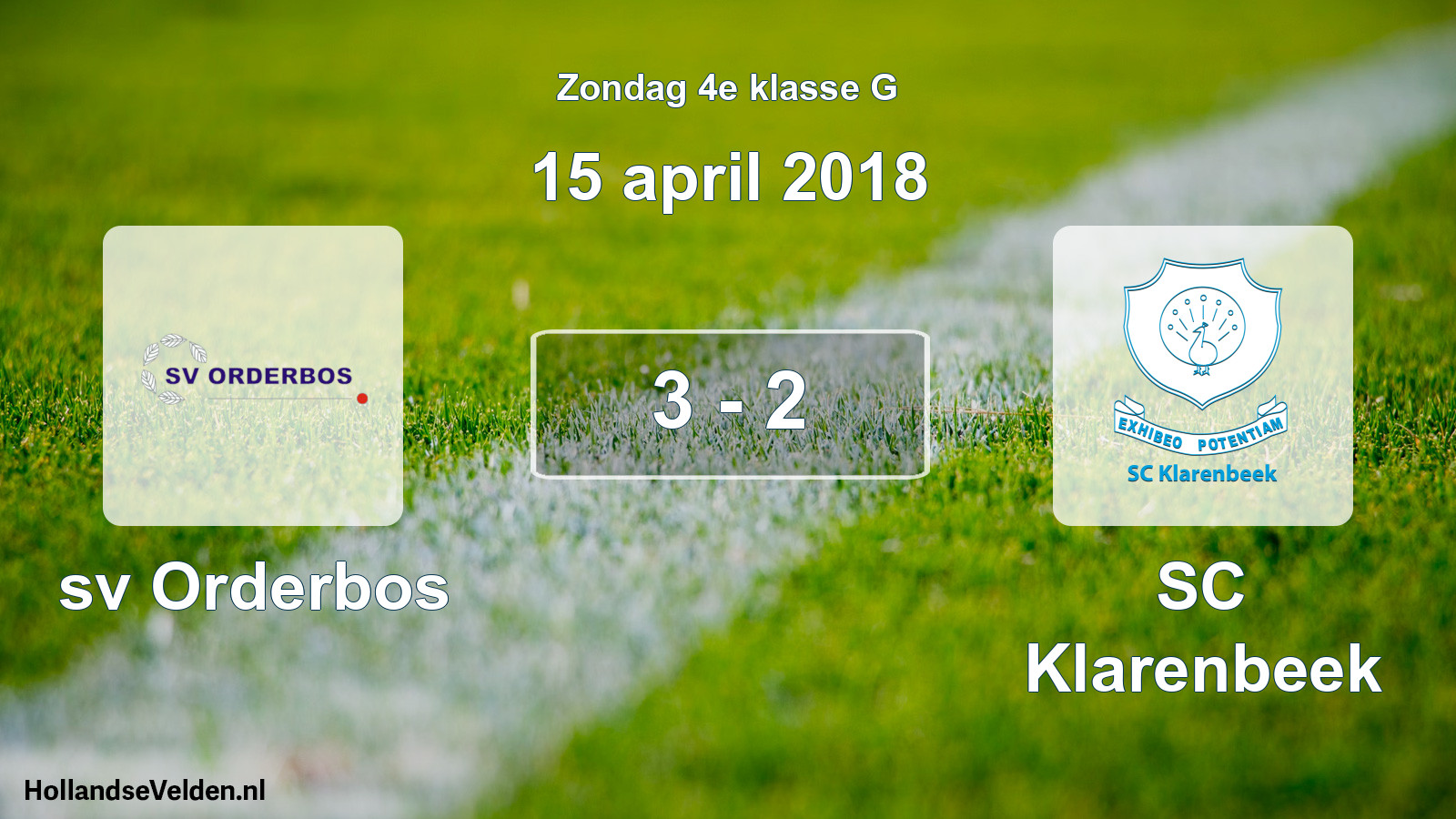 Total number of matches played: sv Orderbos - SC Klarenbeek 3 - 2 (15 April 2018)