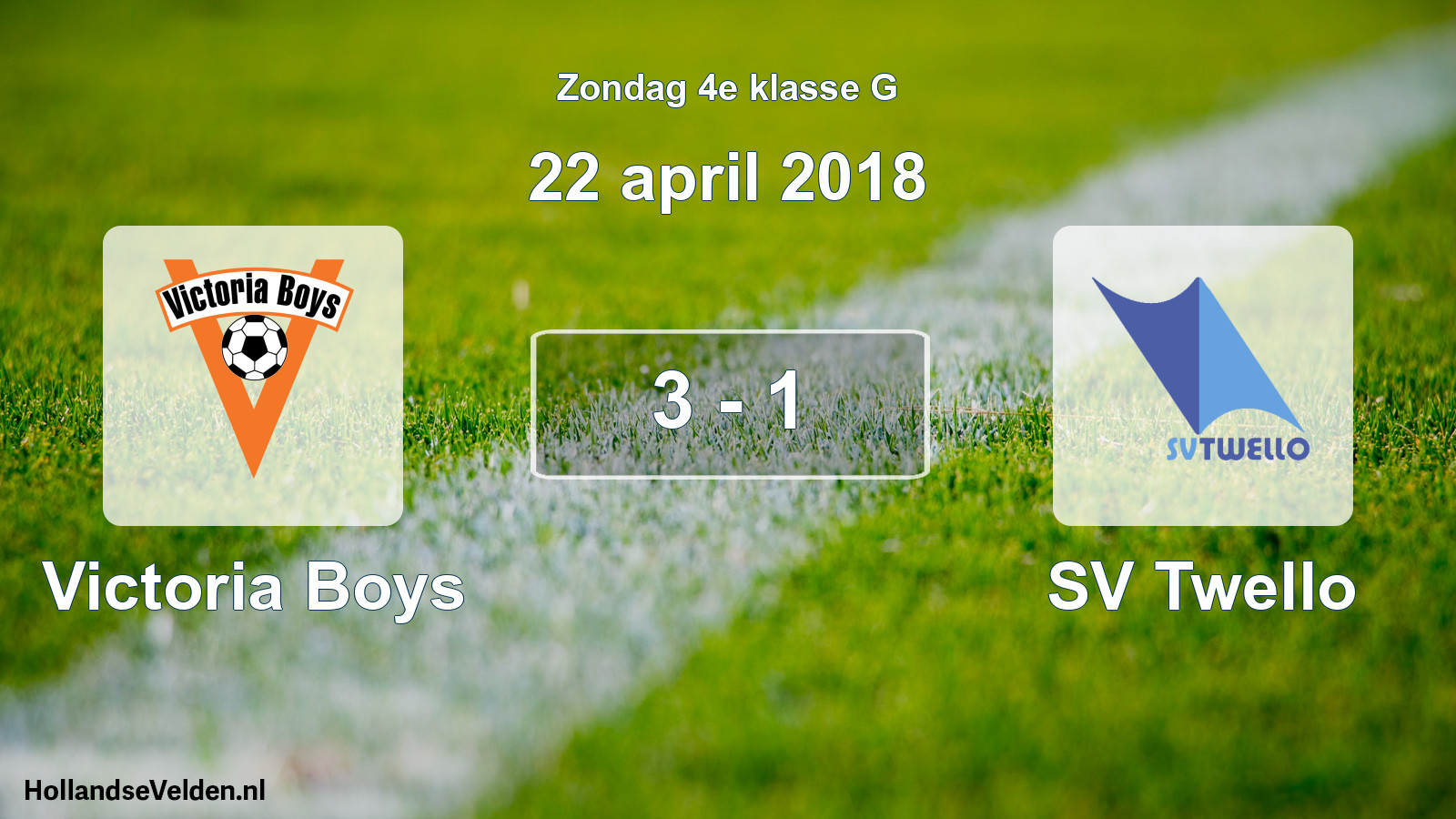 Total number of matches played: Victoria Boys - SV Twello 3 - 1 (22 April 2018)