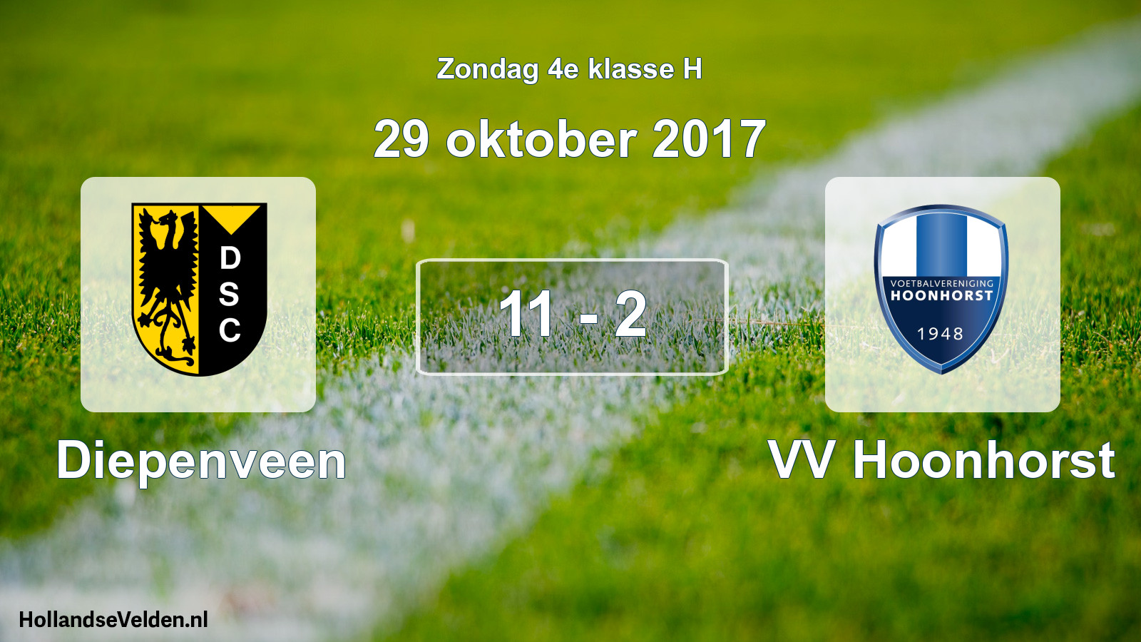 Total number of matches played: Diepenveen - VV Hoonhorst 11 - 2 (29 October 2017)