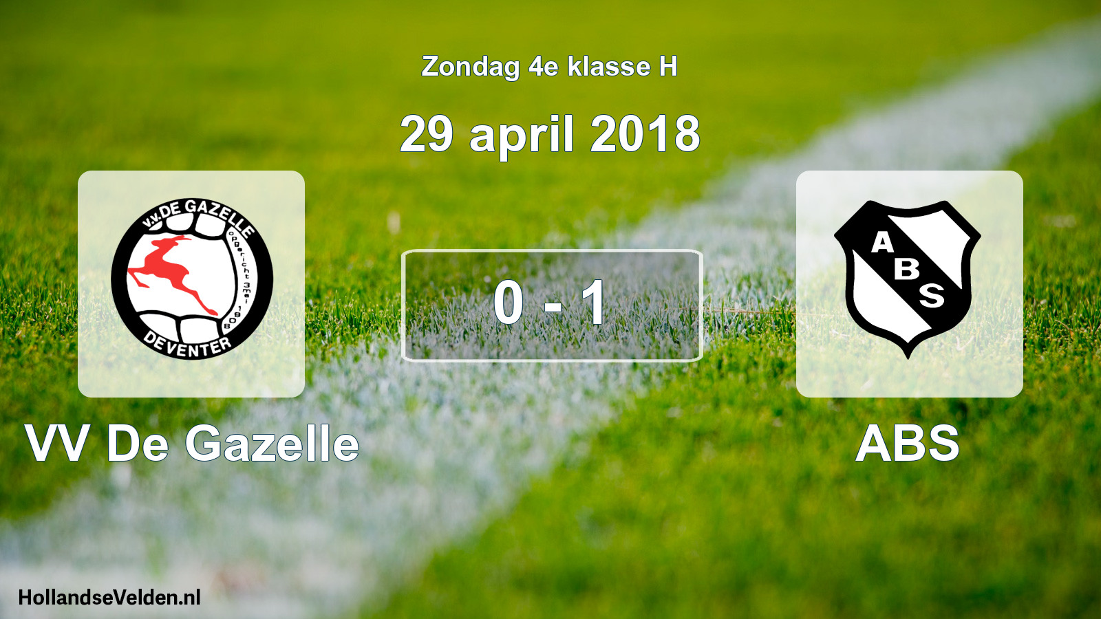 Total number of matches played: VV De Gazelle - ABS 0 - 1 (29 April 2018)