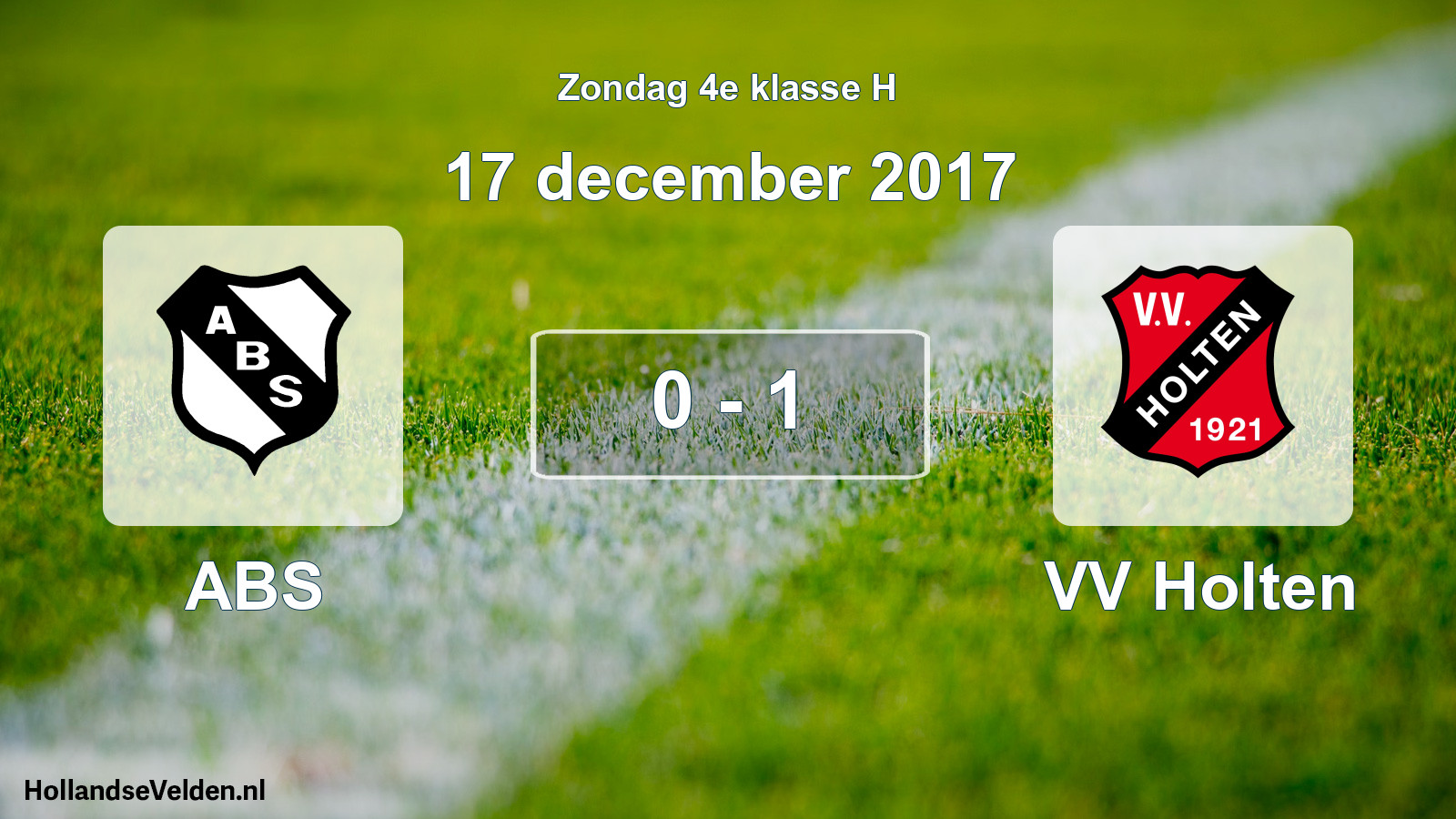 Total number of matches played: ABS - VV Holten 0 - 1 (17 December 2017)