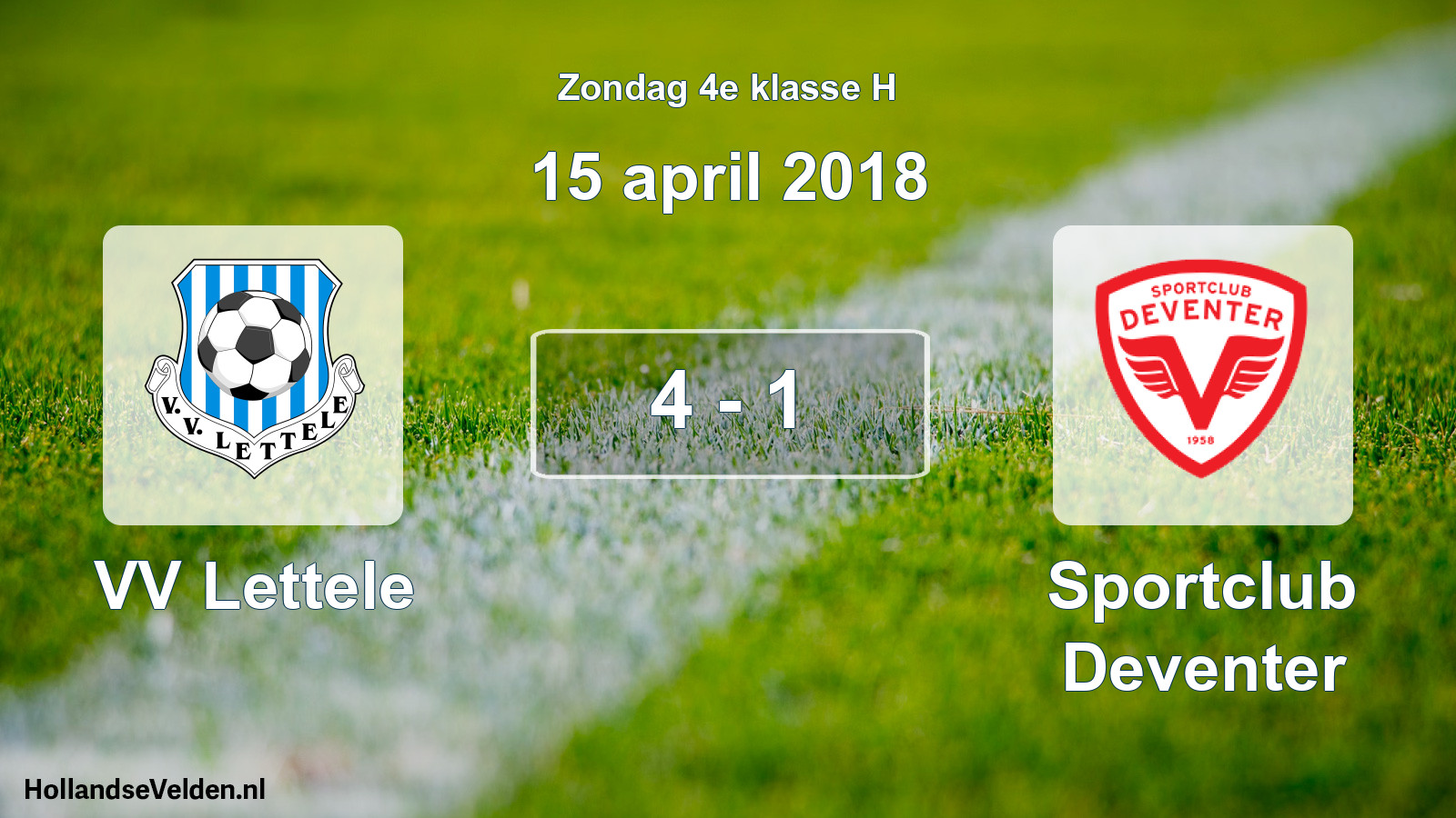 Total number of matches played: VV Lettele - Sportclub Deventer 4 - 1 (15 April 2018)