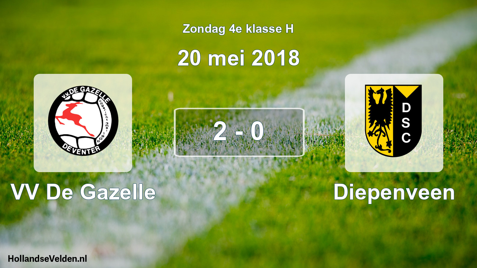 Total number of matches played: VV De Gazelle - Diepenveen 2 - 0 (20 May 2018)