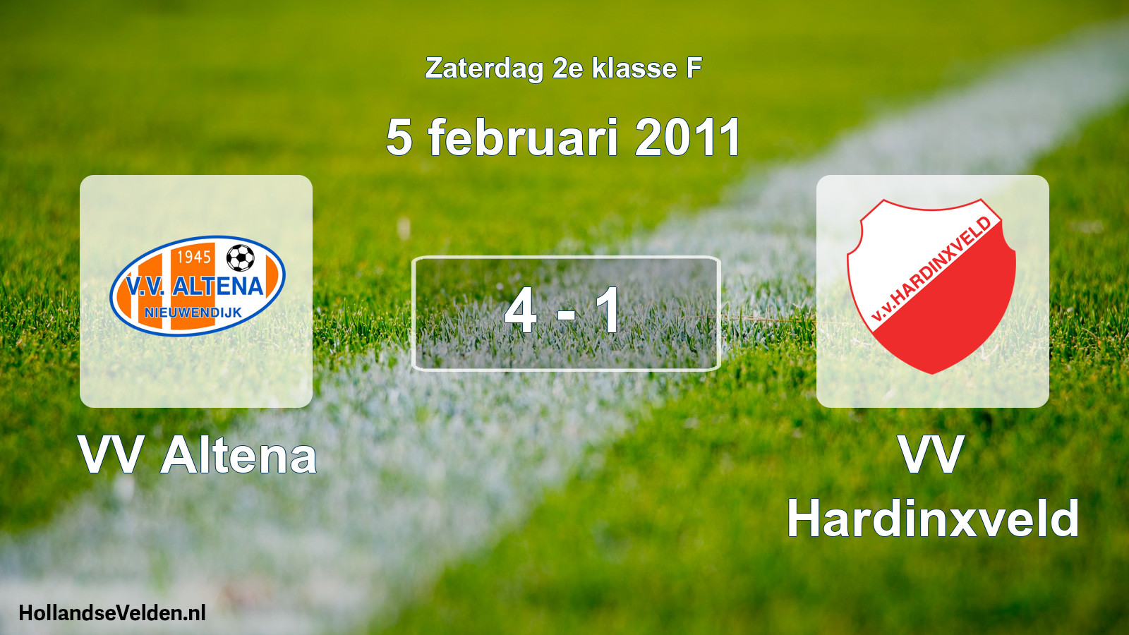 Total number of matches played: VV Altena - VV Hardinxveld 4 - 1 (5 February 2011)