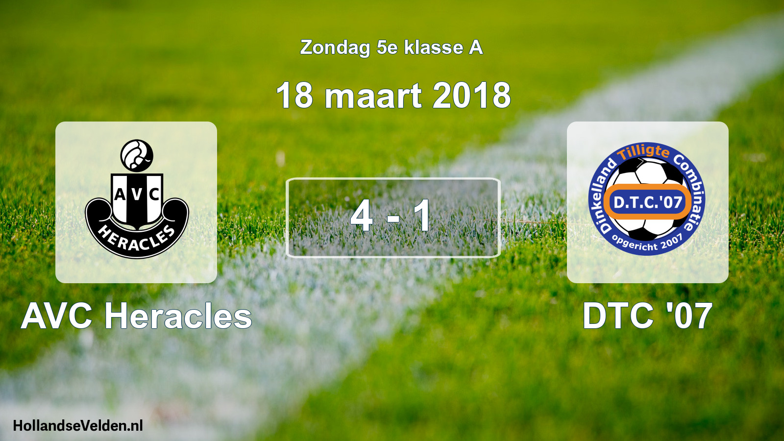 Total number of matches played: AVC Heracles - DTC '07 4 - 1 (18 March 2018)