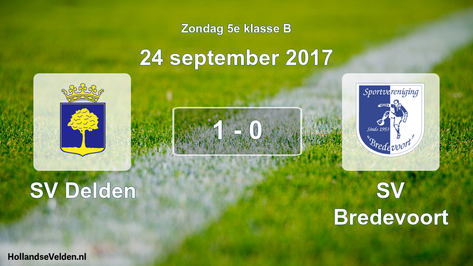 Total number of matches played: SV Delden - SV Bredevoort 1 - 0 (24 September 2017)