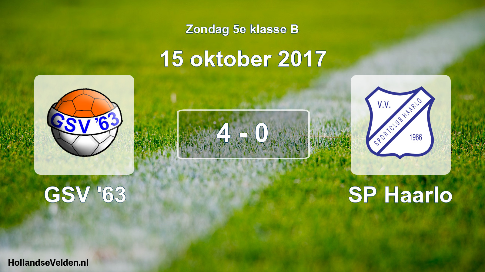 Total number of matches played: GSV '63 - SP Haarlo 4 - 0 (15 October 2017)