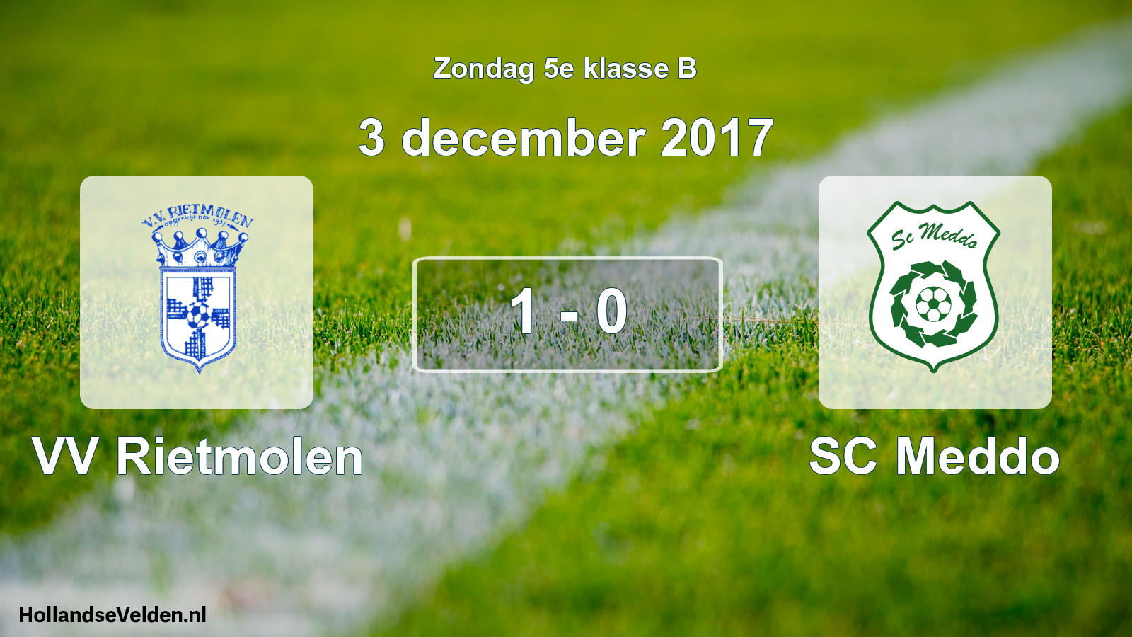 Total number of matches played: VV Rietmolen - SC Meddo 1 - 0 (3 December 2017)