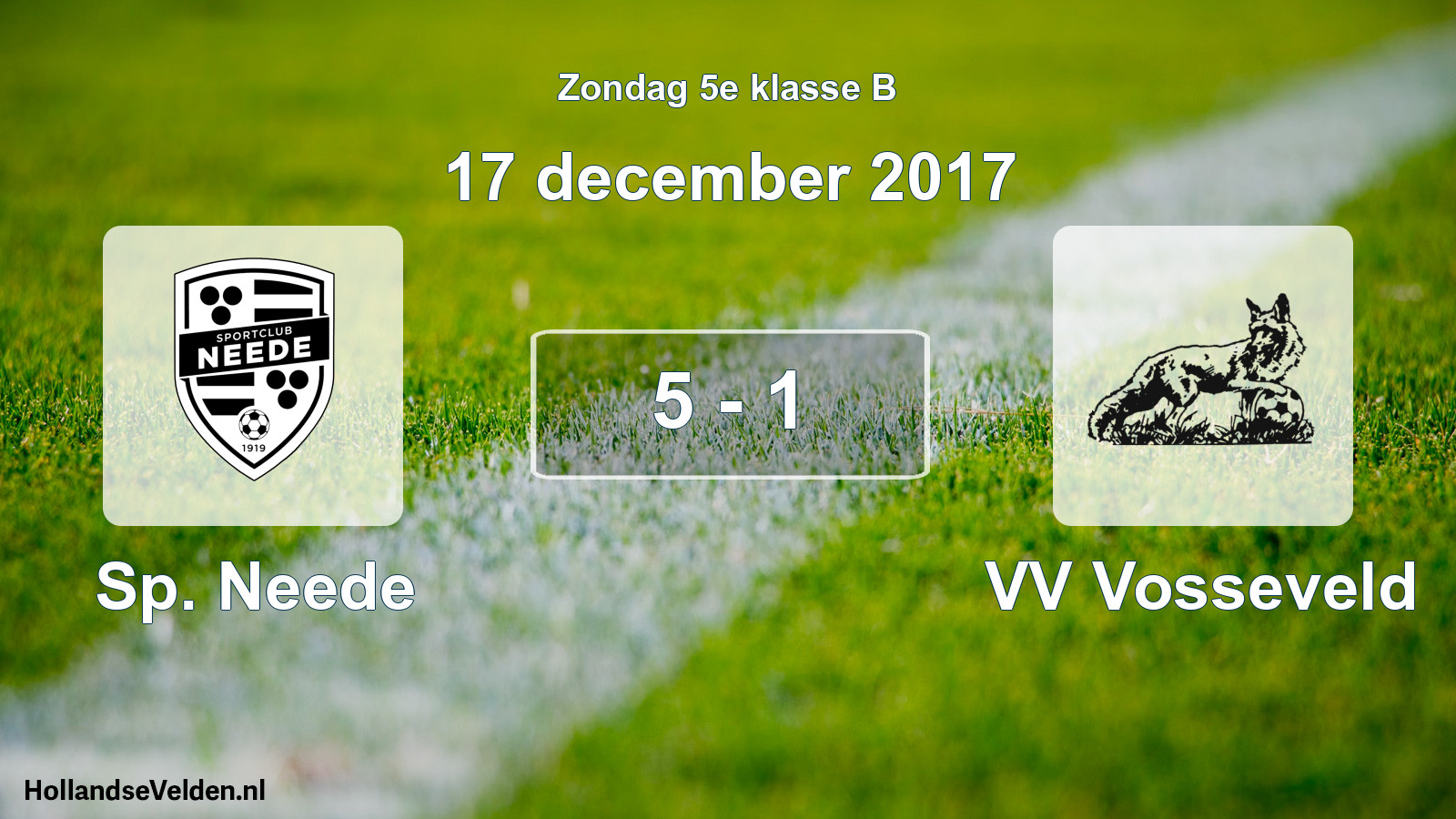 Total number of matches played: Sp. Neede - VV Vosseveld 5 - 1 (17 December 2017)