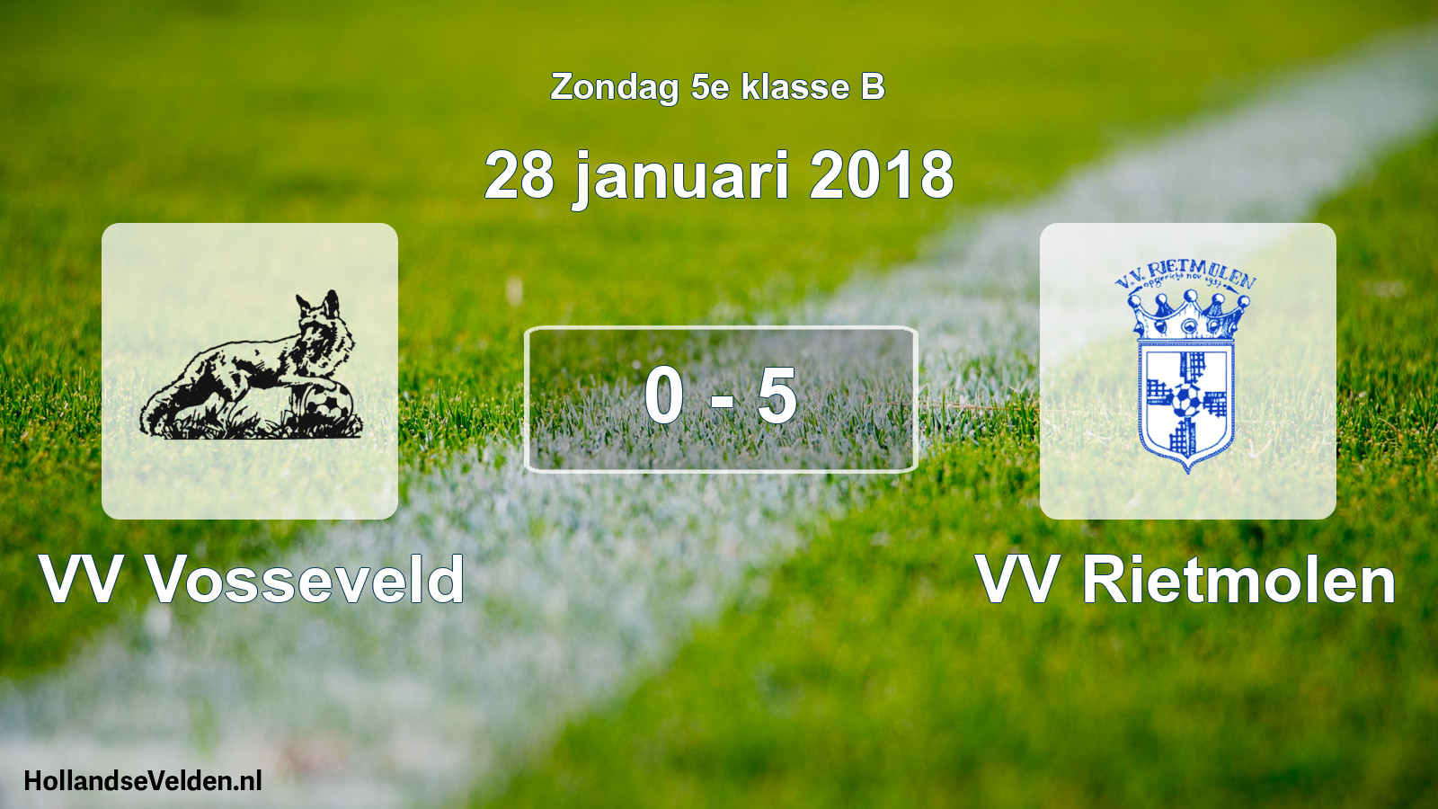 Total number of matches played: VV Vosseveld - VV Rietmolen 0 - 5 (28 January 2018)