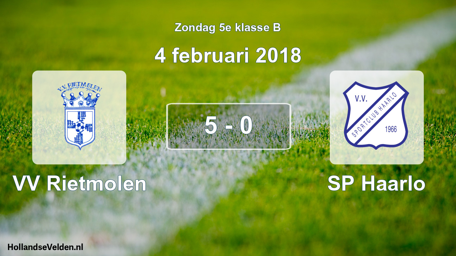 Total number of matches played: VV Rietmolen - SP Haarlo 5 - 0 (4 February 2018)