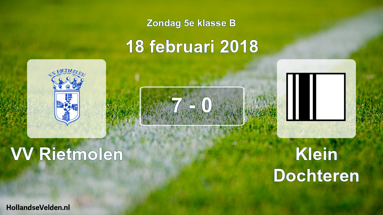 Total number of matches played: VV Rietmolen - Klein Dochteren 7 - 0 (18 February 2018)