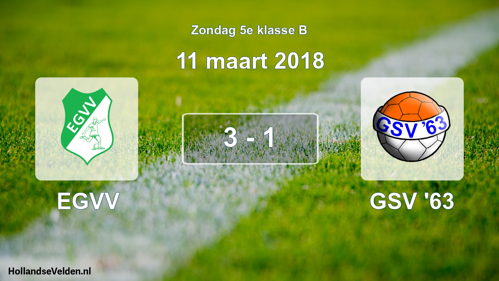 Total number of matches played: EGVV - GSV '63 3 - 1 (11 March 2018)