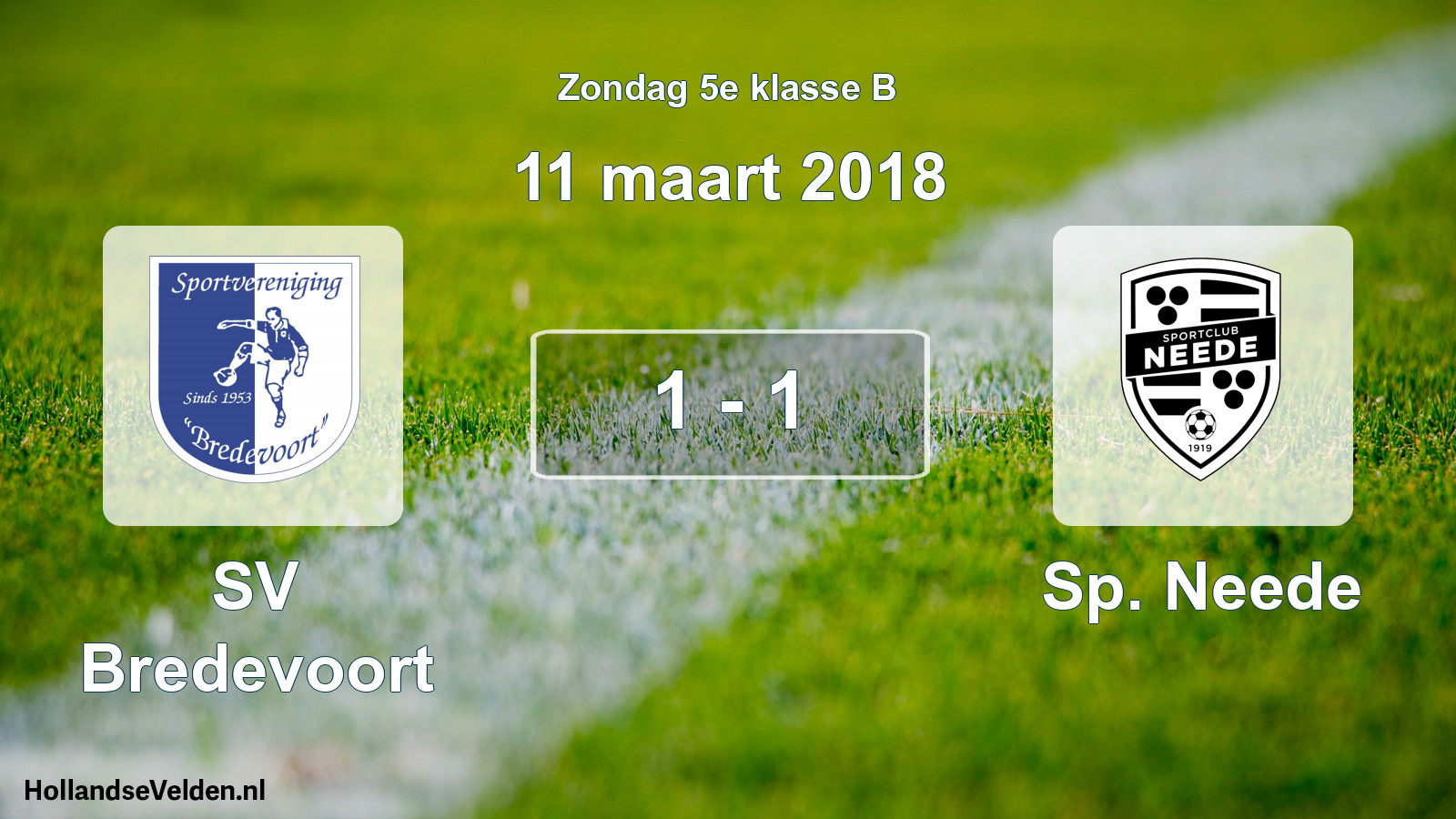 Total number of matches played: SV Bredevoort - Sp. Neede 1 - 1 (11 March 2018)