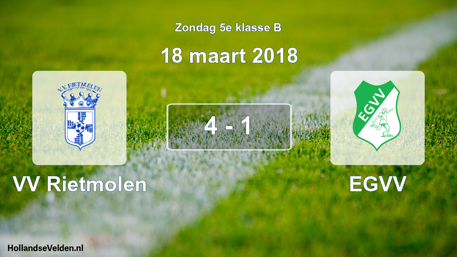 Total number of matches played: VV Rietmolen - EGVV 4 - 1 (18 March 2018)