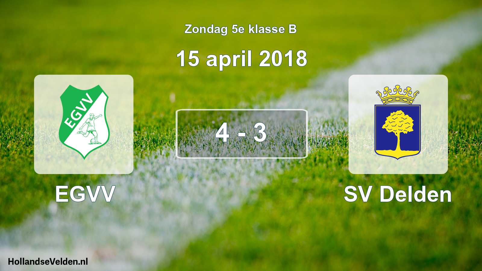 Total number of matches played: EGVV - SV Delden 4 - 3 (15 April 2018)