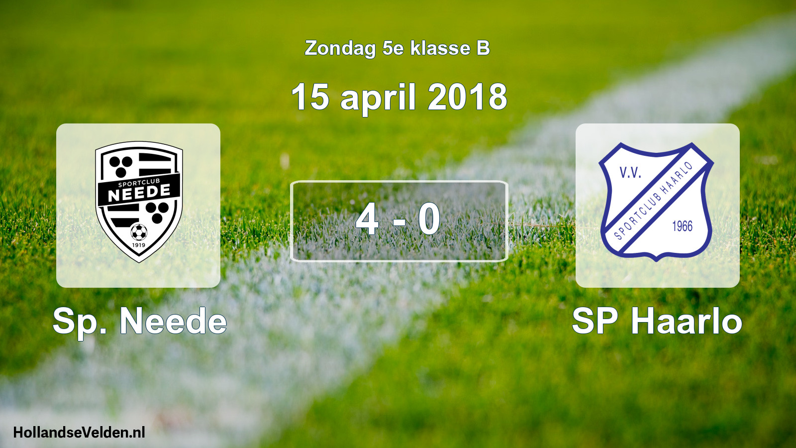 Total number of matches played: Sp. Neede - SP Haarlo 4 - 0 (15 April 2018)