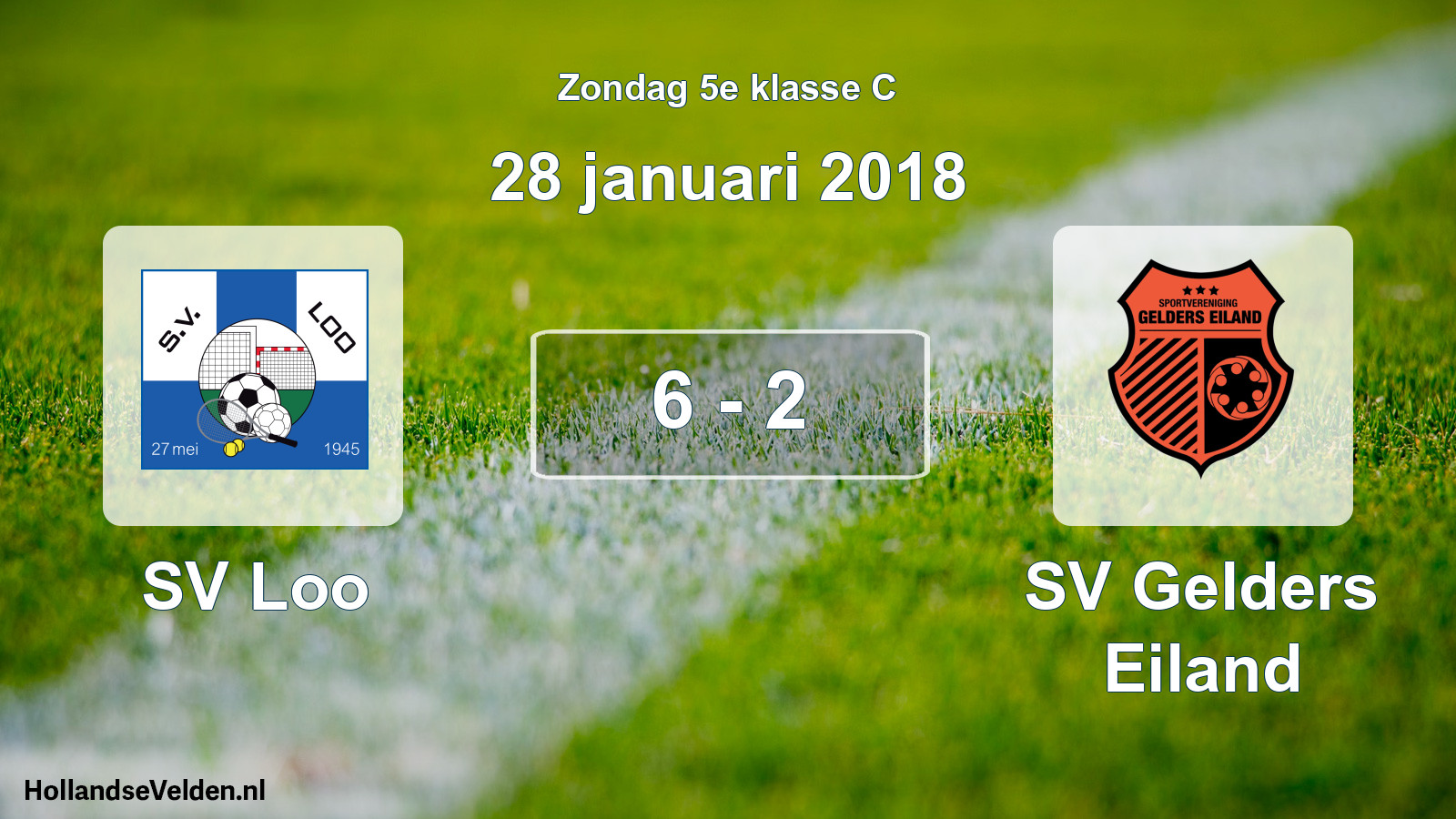 Total number of matches played: SV Loo - SV Gelders Eiland 6 - 2 (28 January 2018)