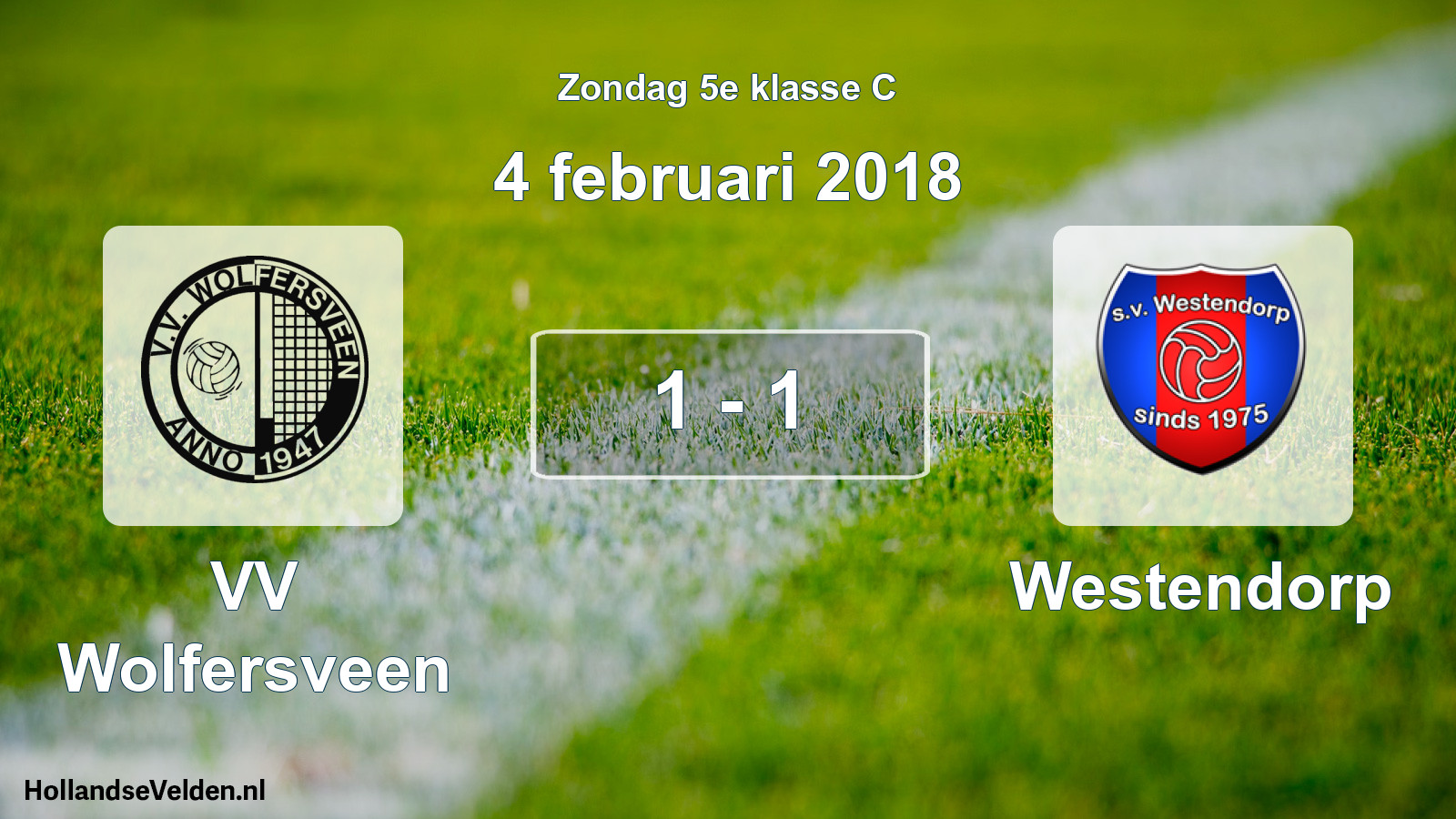 Total number of matches played: VV Wolfersveen - Westendorp 1 - 1 (4 February 2018)