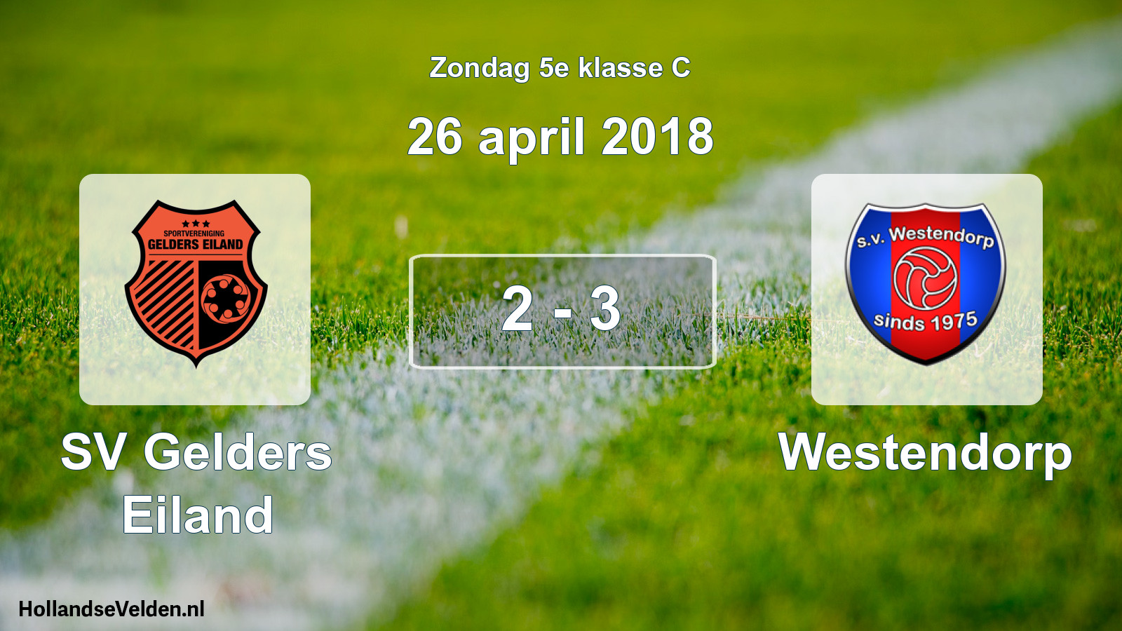 Total number of matches played: SV Gelders Eiland - Westendorp 2 - 3 (26 April 2018)