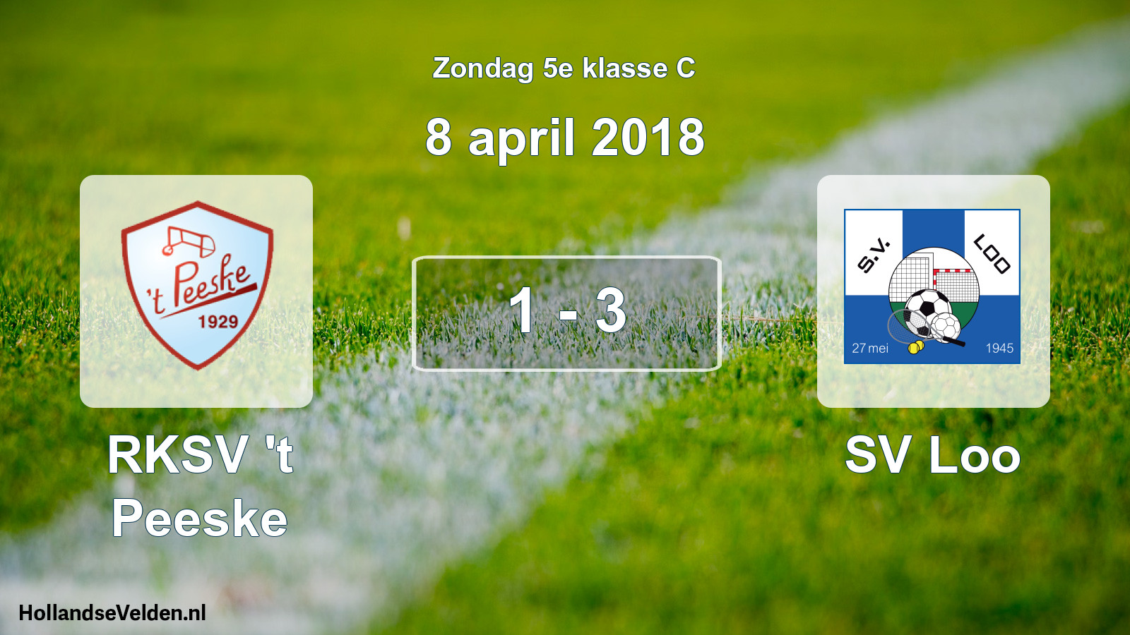 Total number of matches played: RKSV 't Peeske - SV Loo 1 - 3 (8 April 2018)