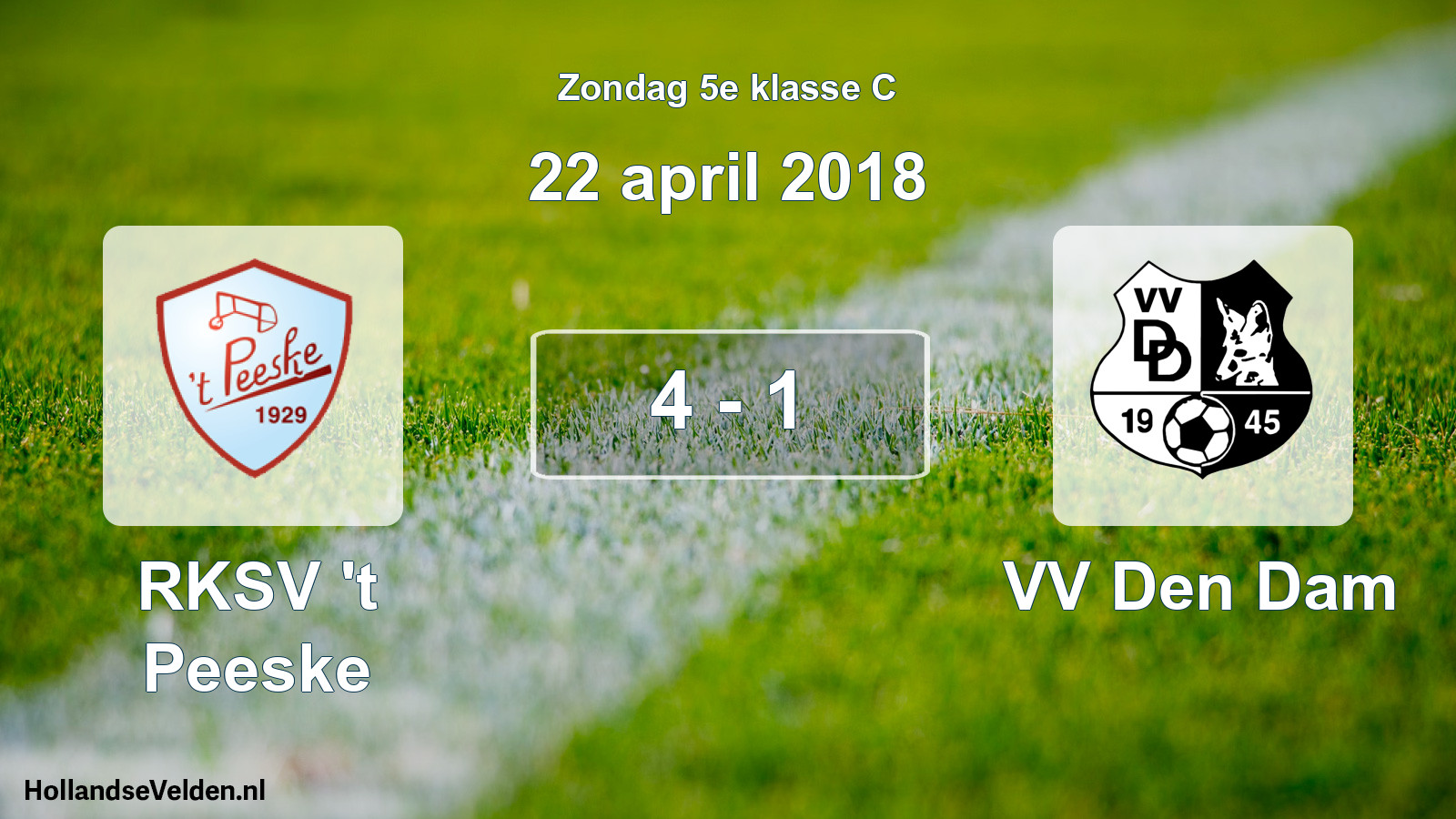Total number of matches played: RKSV 't Peeske - VV Den Dam 4 - 1 (22 April 2018)